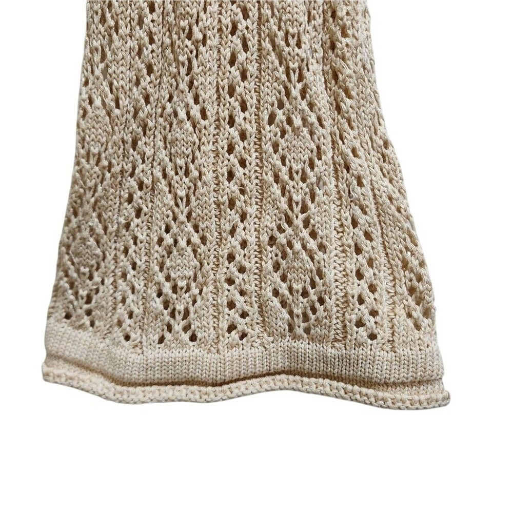 Altar'd State Beige Cinch V Neck Crochet Crop Top Women M Flare Boho Hippie Y2K - Picture 5 of 9
